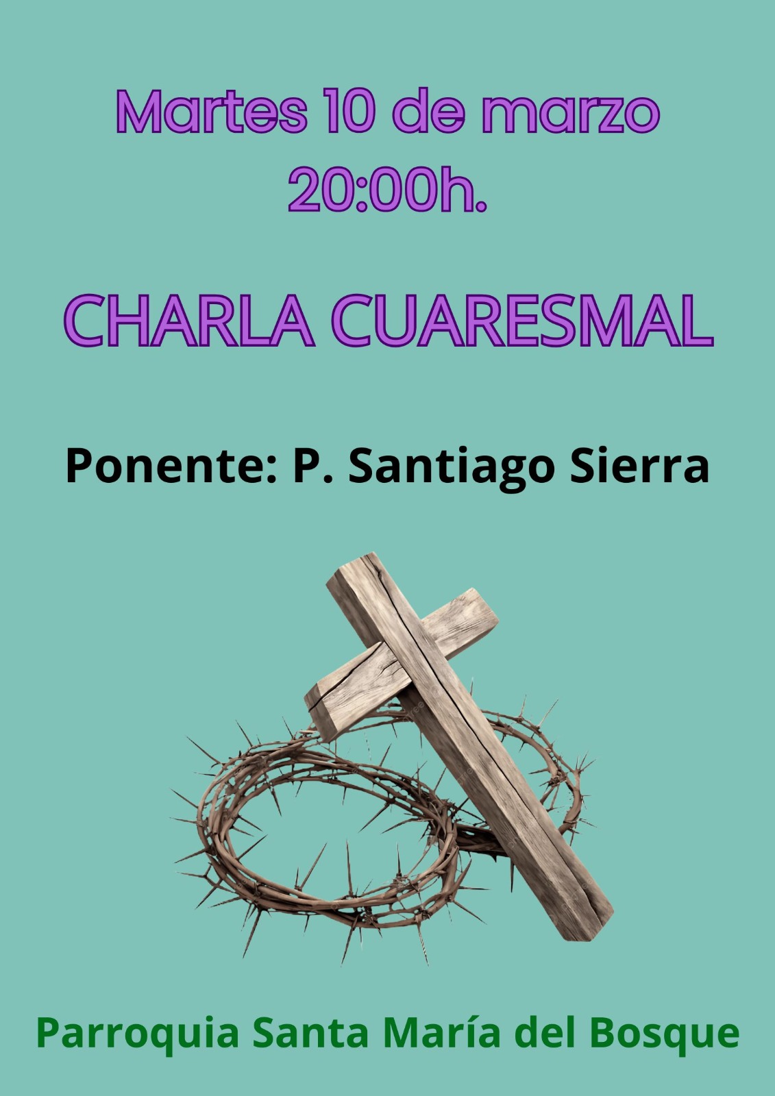 Charla cuaresmal. Martes a las 20 horas